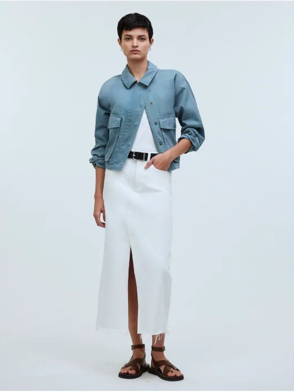 Madewell Cropped Faded River Blue Green Cargo Cotton Oversized Jacket Size XXS